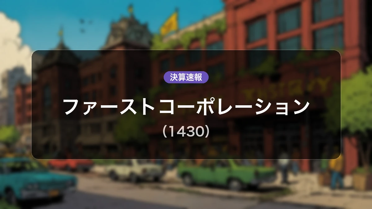 ファーストコーポレーション(1430):2026年5月期決算ディープダイブレポート – 過去最高益更新と「First VISION 2031」の順調な滑り出し