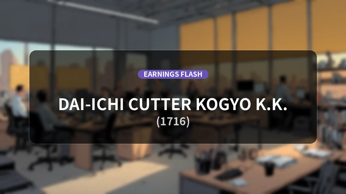 Daiichi Cutter Kogyo (1716) Earnings: Operating Profit Decreased by 0.1% YoY to JPY 1,645 Million, Net Income Up 20.5%
