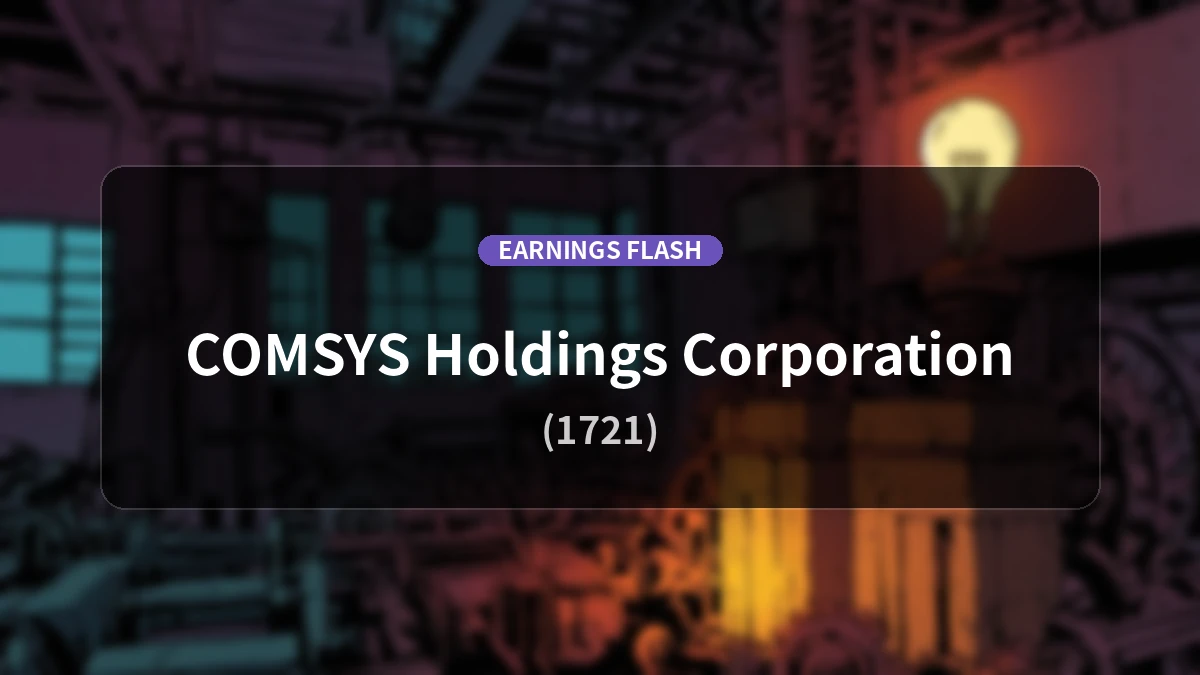 COMSYS Holdings (1721) Earnings: Operating Income Up 29.6% YoY to 9.9 Billion Yen, Net Income Jumps 47.4%