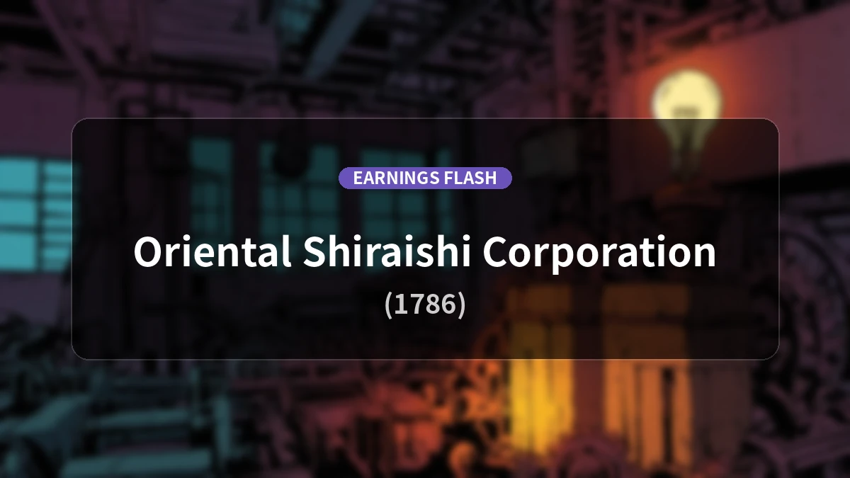 Oriental Shiraishi (1786) Earnings Report: Operating Income Decreased 78.8% YoY to 434 Million Yen