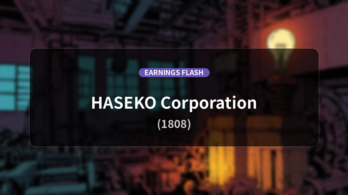 Haseko Corporation(1808) Earnings Report: Operating Income Surges 46.0% YoY to 29.85 Billion Yen with Net Income Up 68.5%
