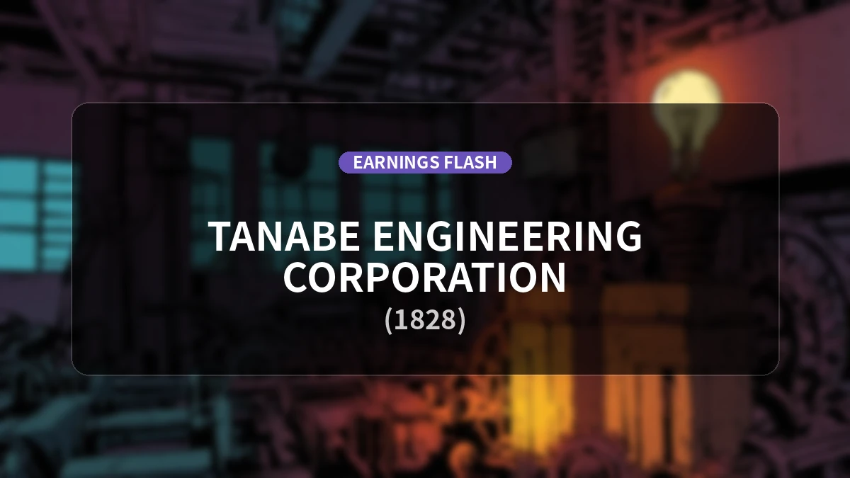 Tanabe Engineering Corporation (1828) Earnings: Operating Income Up 34.8% YoY to 1.095 Billion Yen