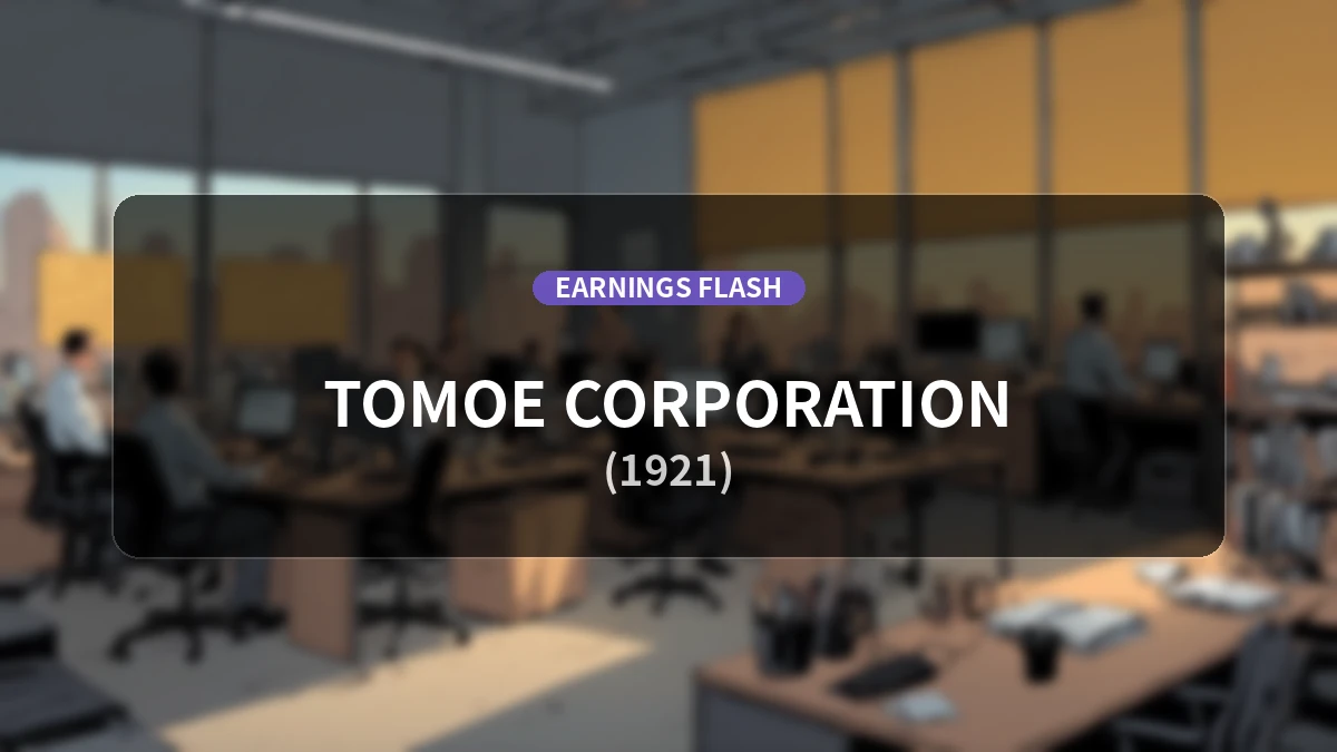Tomoe Corporation (1921) Earnings: Operating Income Up 38.4% YoY to 1.015 Billion Yen