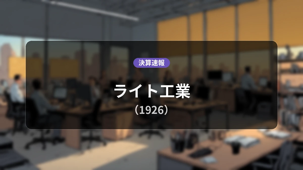 ライト工業(1926)、決算速報:営業利益は前年同期比+19.5%増の33億2,900万円、経常利益+22.7%増