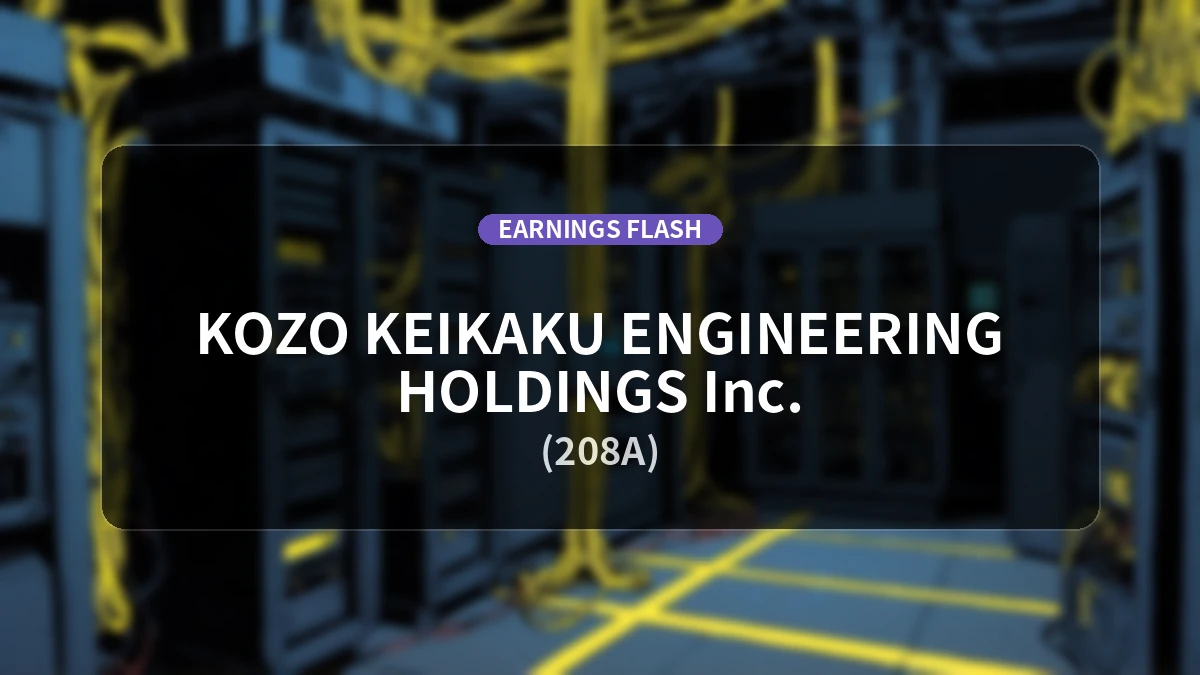 Kozo Keikaku Engineering Holdings (208A) Earnings: Operating Income Up 15.2% YoY to 3.54 Billion Yen