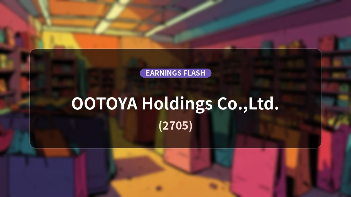 Ootoya Holdings(2705) Earnings: Operating Income Increases 22.2% YoY to 554 Million Yen