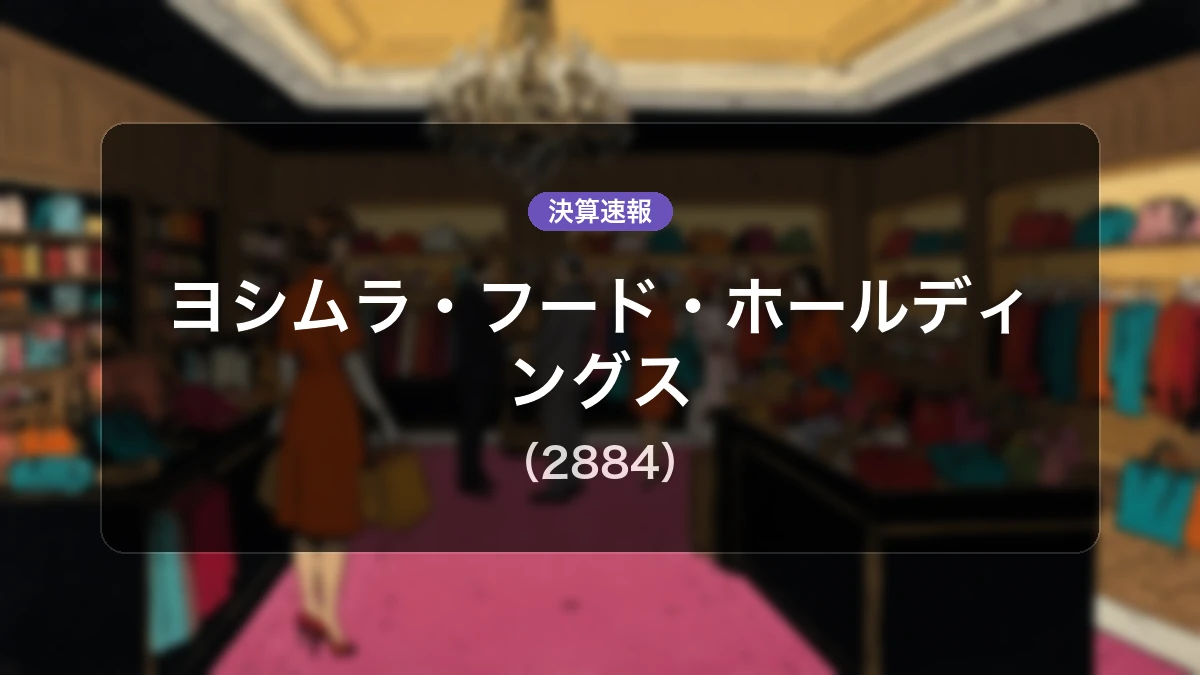 ヨシムラ・フード・ホールディングス(2884)、最新決算:営業利益は前年同期比-50.0%の3億4,900万円、純利益は+95.0%増