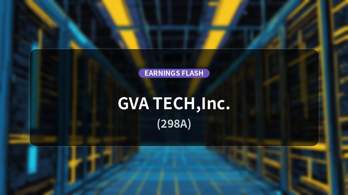 GVA TECH (298A) Reports Earnings: Revenue Up +9.7% YoY to 820 Million Yen, Operating Loss at 123 Million Yen