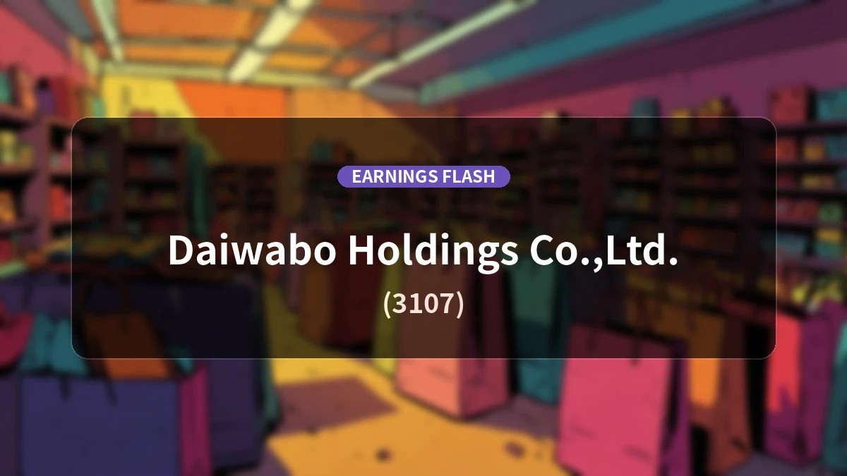 Daiwabo Holdings (3107) Earnings: Operating Income Down 22.0% YoY to 7.701 Billion Yen