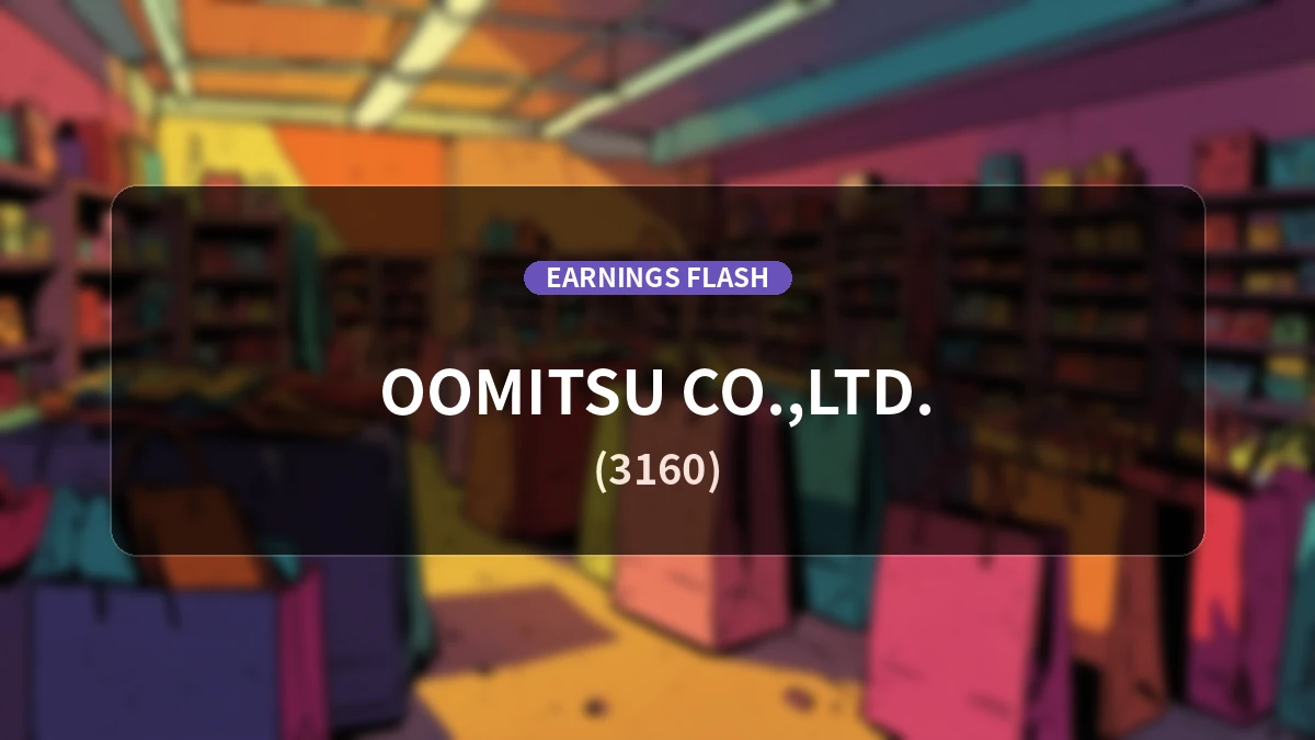 Daiko (3160) Earnings: Net Sales Up 9.4% YoY to 20.603 billion yen, Operating Income Turns Negative to -3 million yen (-3 million yen)
