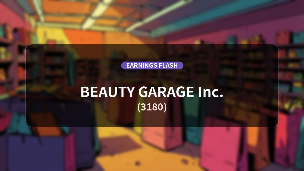 Beauty Garage (3180) Reports Earnings: Operating Profit Surges 98.4% YoY to 475 Million Yen