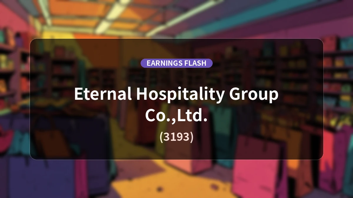 Eternal Hospitality Group (3193) Earnings: Operating Profit Down 10.4% YoY to 2,797 Million Yen