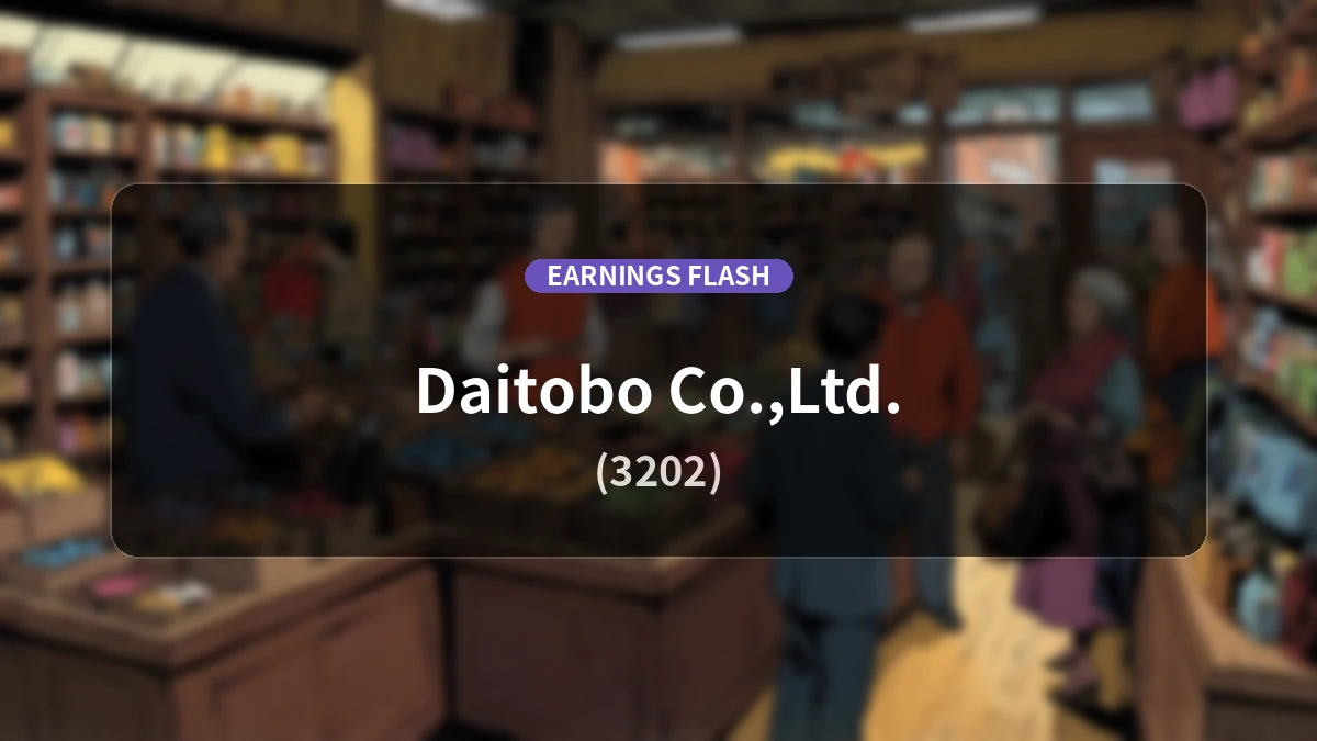 Daitwobo (3202) Earnings: Operating Income Down 23.5% YoY to 44 Million Yen, Net Income Decreases 87.4%