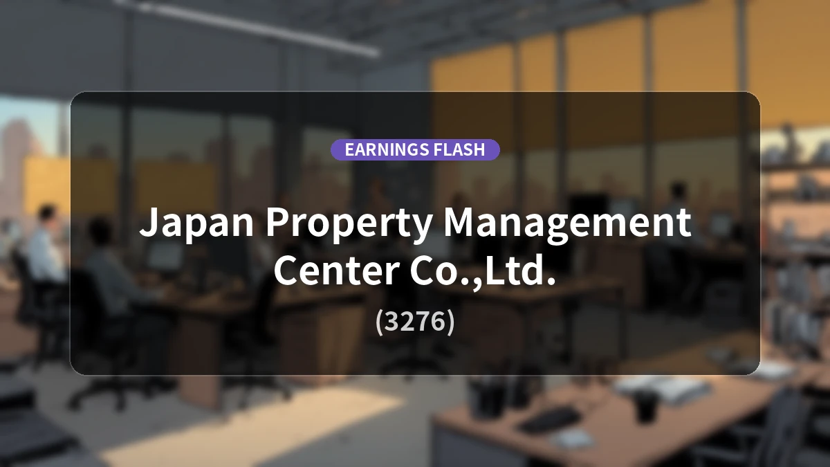 JPMC (3276) Earnings: Operating Income Up 4.7% YoY to 1.51 Billion Yen, Net Income Increases 5.9%