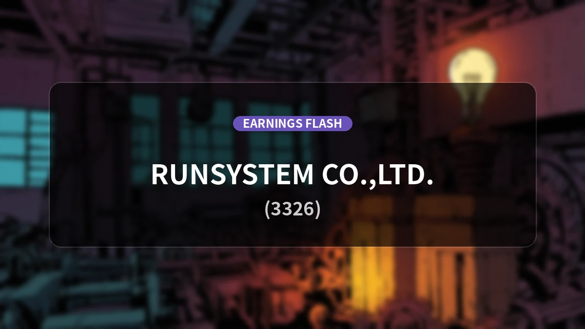 Ran System (3326) Reports Earnings: Operating Income Down 65.7% YoY to 19 Million Yen
