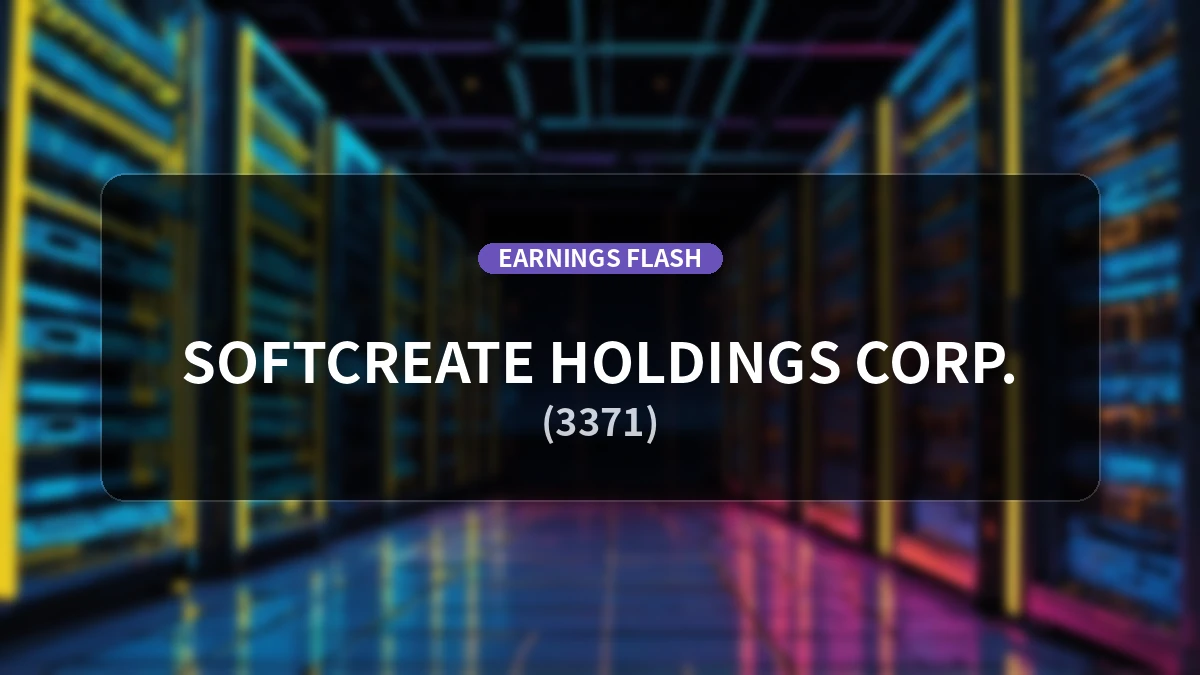 Softcreate Holdings (3371) Reports Latest Earnings: Operating Profit Up 7.7% YoY to 1.194 Billion Yen