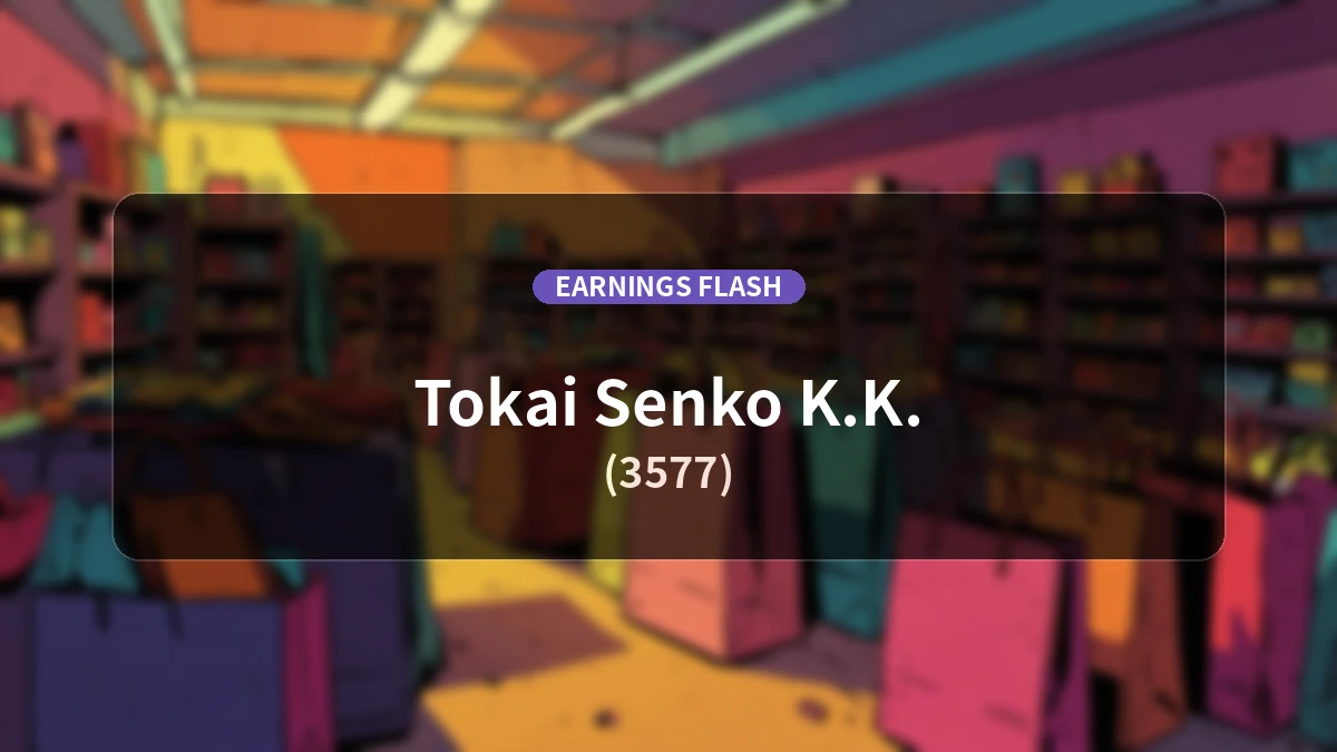 Tokai Senko (3577) Reports Earnings: Net Sales Down 6.8% YoY to 3.198 Billion Yen, Operating Loss of 127 Million Yen