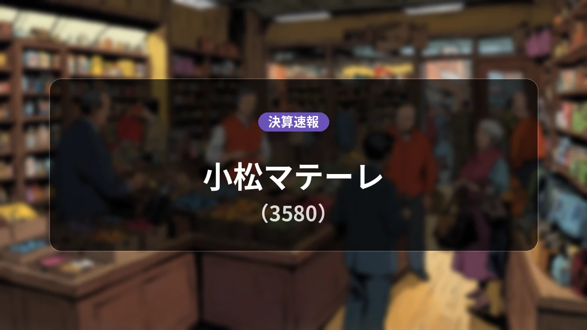 小松マテーレ(3580)、直近四半期決算:営業利益は前年同期比+10.5%増の8.52億円、純利益+19.8%増