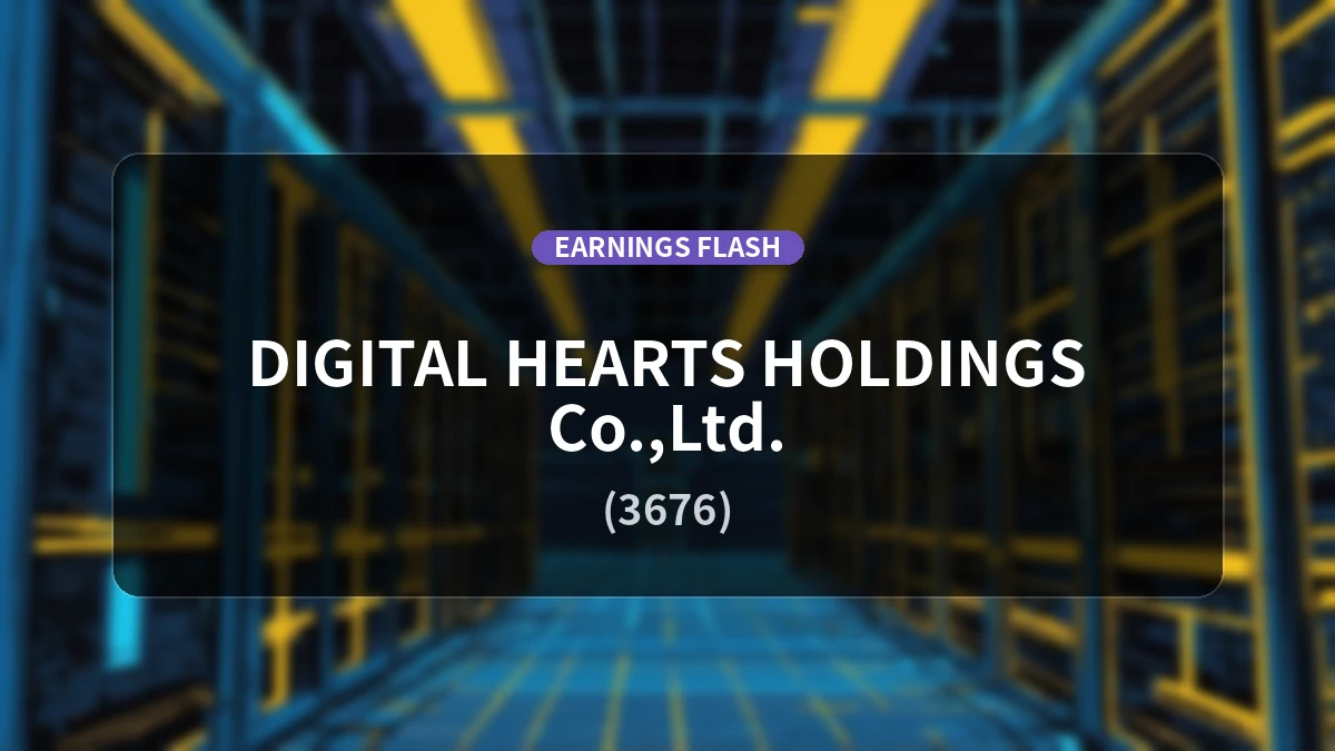 Digital Hearts Holdings (3676) Earnings: Operating Profit Decreased by 11.7% YoY to 624 Million Yen