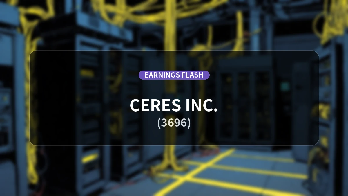 Ceres (3696) Earnings: Operating Income Surges 57.5% YoY to JPY 2.30 Billion
