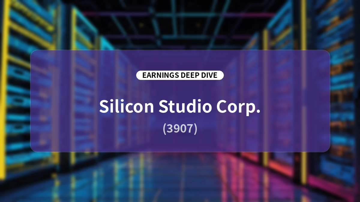 Silicon Studio (3907) Q2 FY2026 Earnings Deep Dive Report: Business Environment Challenges and Strategic Shift to Physical AI