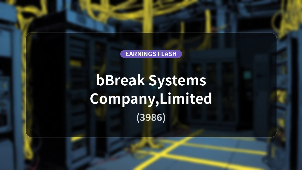 B-Break Systems (3986) Earnings: Operating Profit Up 13.6% YoY to ¥125 Million, Net Income Increases 11.3%