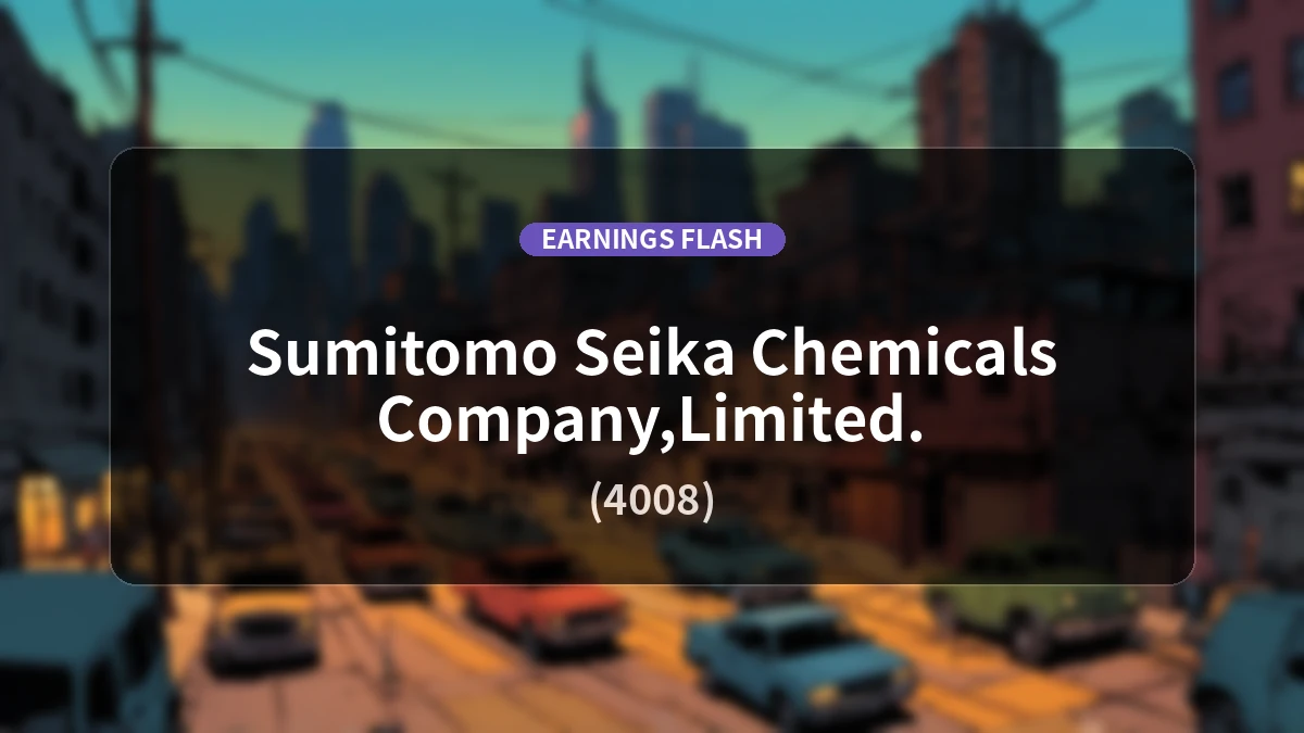 Sumitomo Seika Chemicals (4008) Earnings: Operating Profit Up 47.5% YoY to 3.45 Billion Yen, Net Income Jumps 212.2%