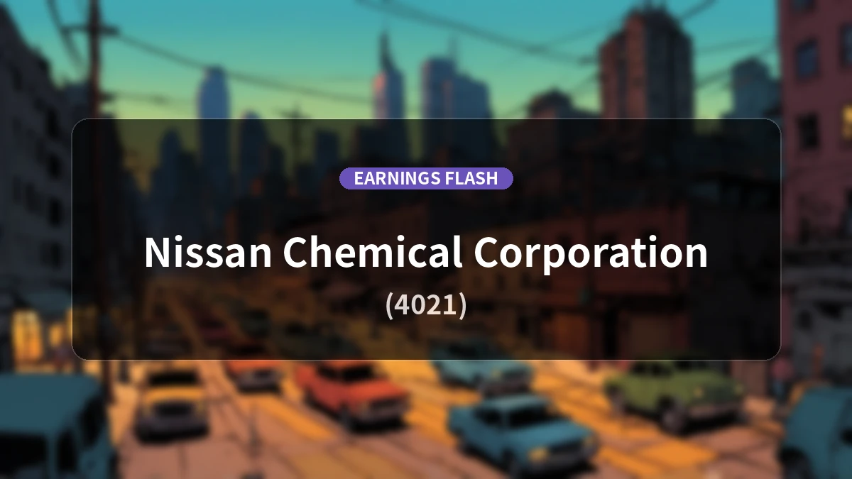 Nissan Chemical (4021) Earnings: Operating Profit Up 21.1% YoY to 21.9 Billion Yen