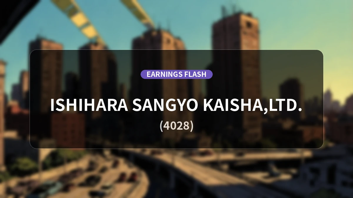 Ishihara Sangyo (4028) Earnings: Operating Income Decreases 57.6% YoY to 2.20 Billion Yen