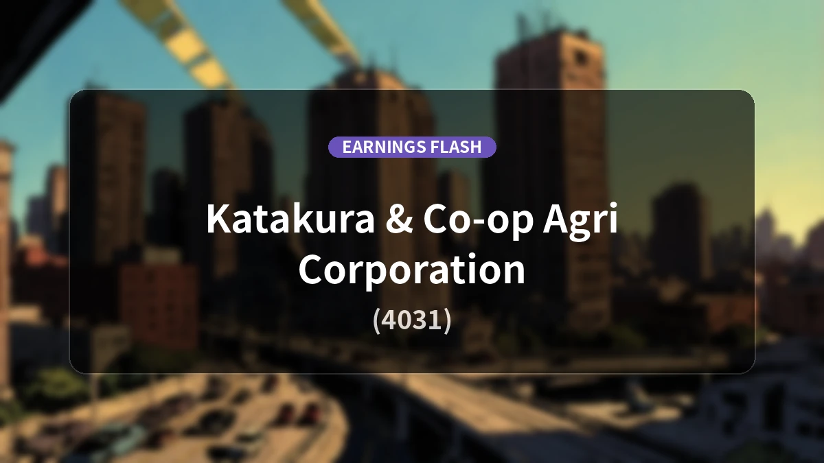 Katakura Coopagri Co., Ltd. (4031) Earnings: Operating Income Up 125.9% YoY to 395 Million Yen