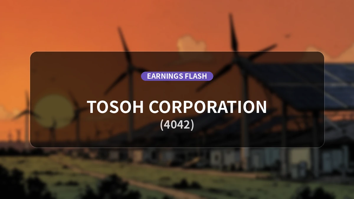 Tosoh (4042) Earnings: Operating Income Surges 93.9% YoY to 31.18 Billion Yen, Net Income Up 198.0%