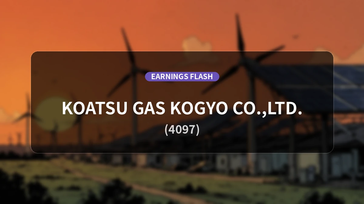 High Pressure Gas Kogyo (4097) Earnings: Operating Profit Up 37.1% YoY to 2.057 Billion Yen