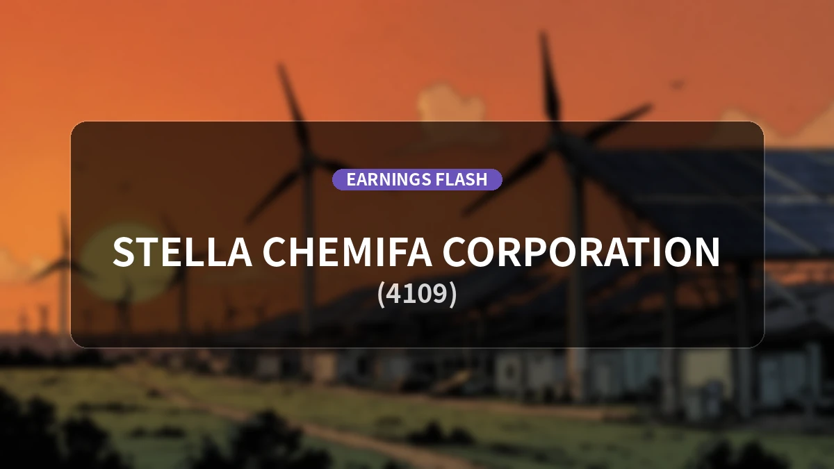 Stella Chemifa (4109) Earnings: Operating Profit Up 1.6% YoY to 1.24 Billion Yen, Net Income Jumps 32.1%