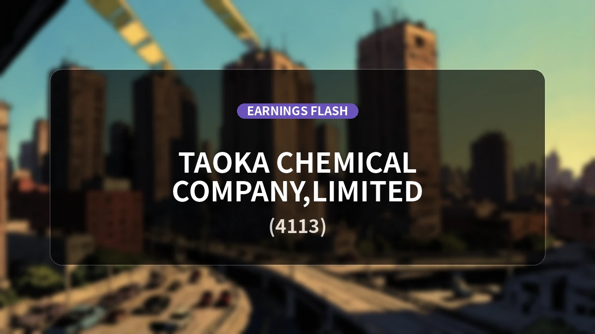 Taoka Chemical Co., Ltd. (4113) Earnings: Operating Income Decreased by 80.8% YoY to 142 Million Yen