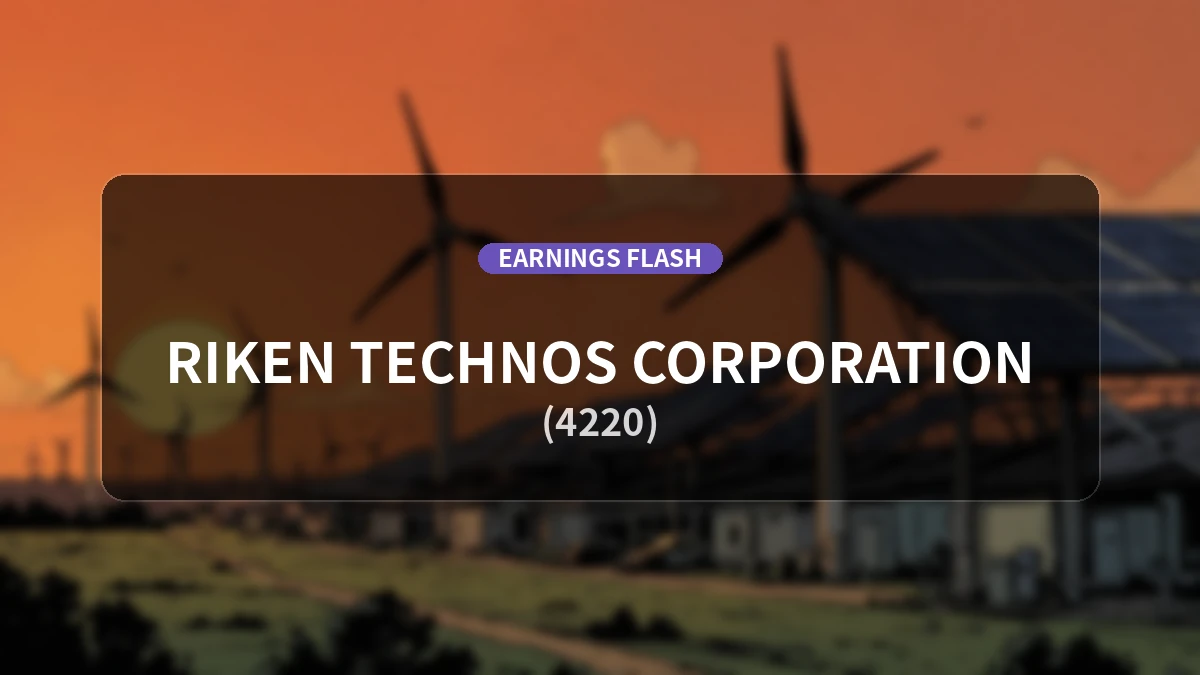 Riken Technos (4220) Earnings: Operating Profit Surges 56.4% YoY to 4.146 Billion Yen, Net Income Up 92.8%