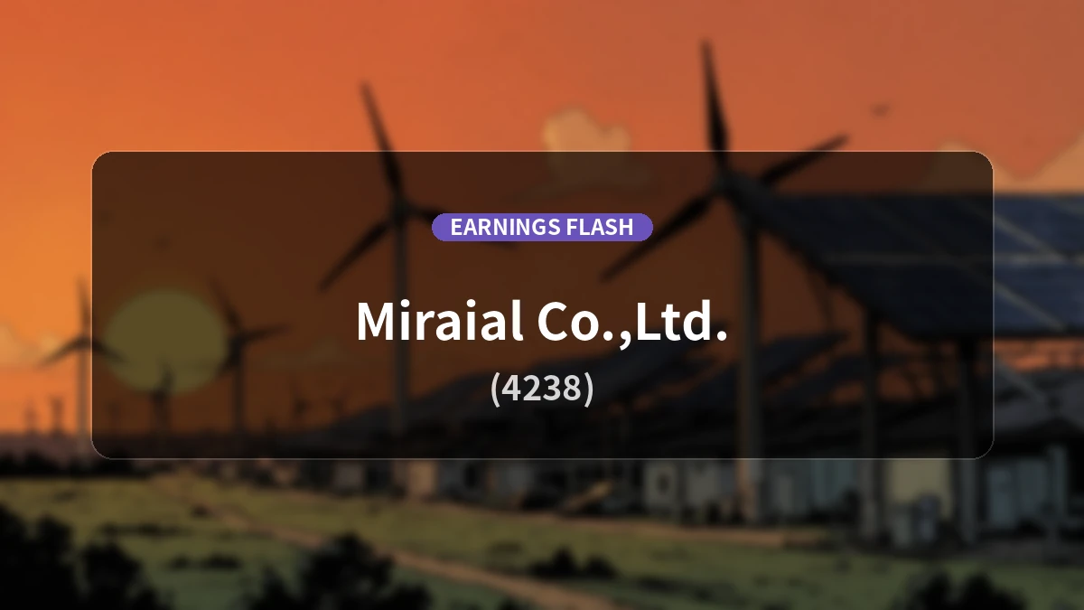 Mirial (4238) Earnings: Operating Income Surges 67.3% YoY to 559 Million Yen