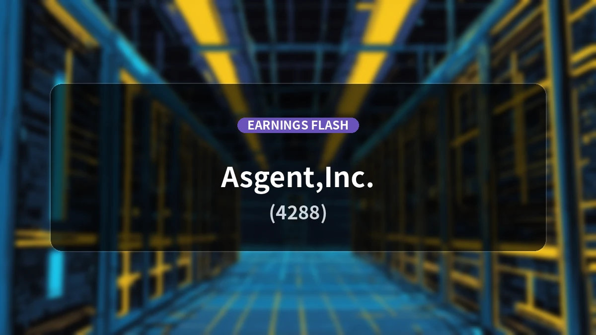 Asgent (4288) Q1 FY2026 Earnings: Net Sales Up +9.2% YoY to 796 Million Yen, Operating Loss of 53 Million Yen