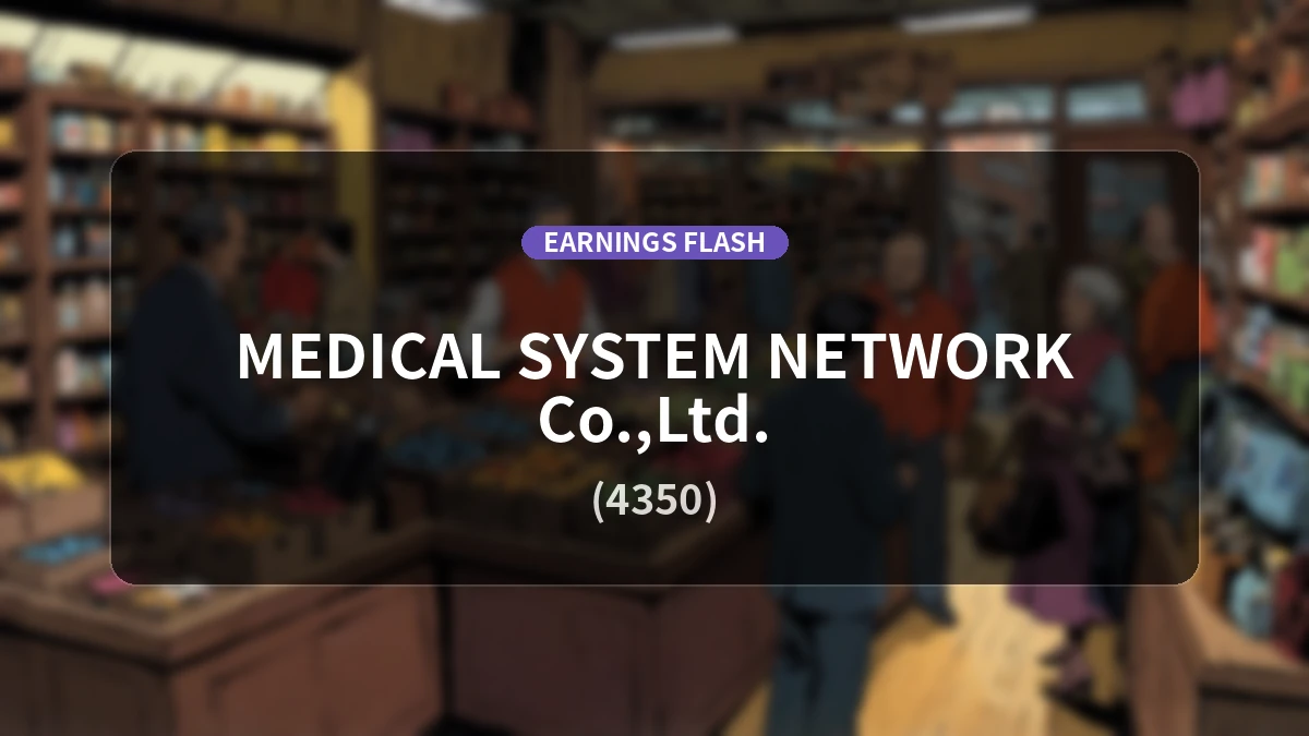 Medical System Network (4350) Reports Earnings: Operating Profit Decreases 71.5% YoY to 125 Million Yen