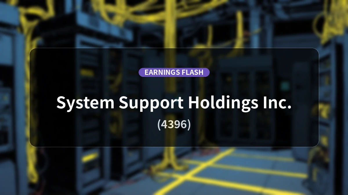 System Support Holdings (4396) Earnings: Operating Income Up 33.7% YoY to 2.966 Billion Yen