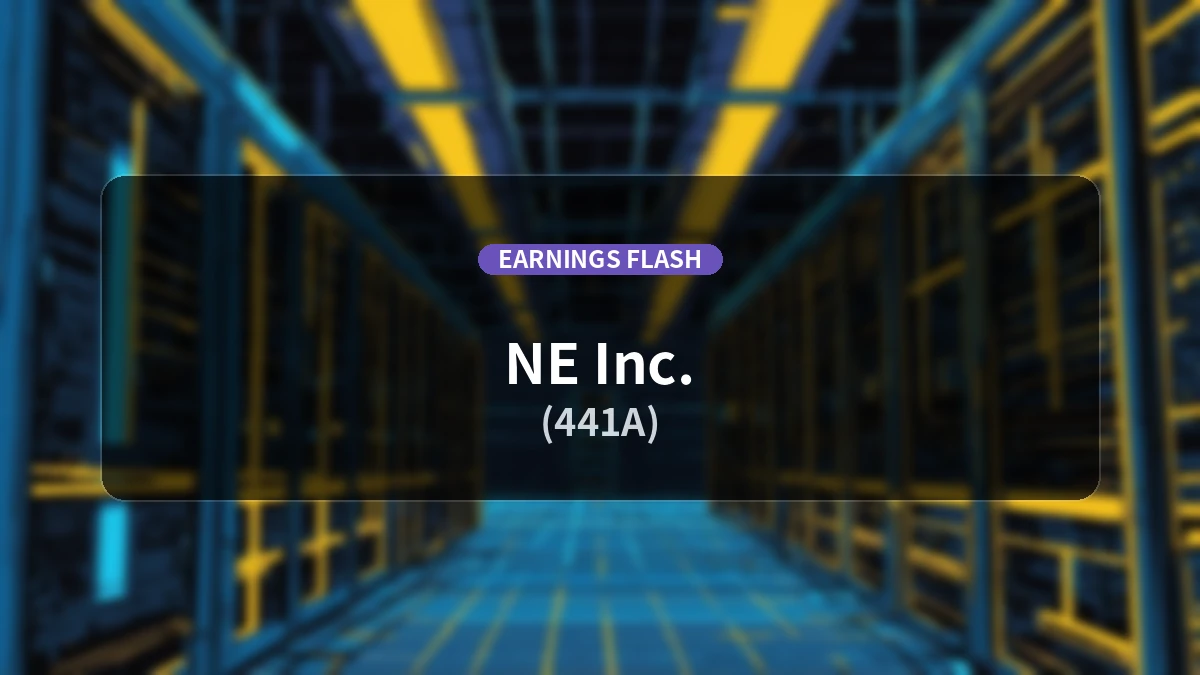 NE (441A) Reports Earnings: Operating Income Decreases 12.9% YoY to 310 Million Yen