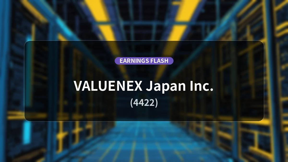 VALUENEX (4422) Earnings: Net Sales Up +29.0% YoY to 891 Million Yen with Operating Income of 122 Million Yen