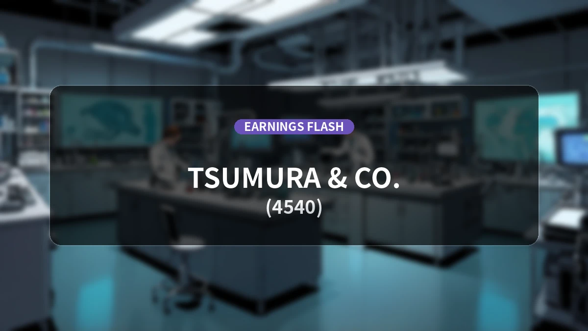 Tsumura & Co. (4540) Earnings: Operating Profit Up 2.1% YoY to JPY 7,881 Million, Ordinary Profit Jumps 57.8%