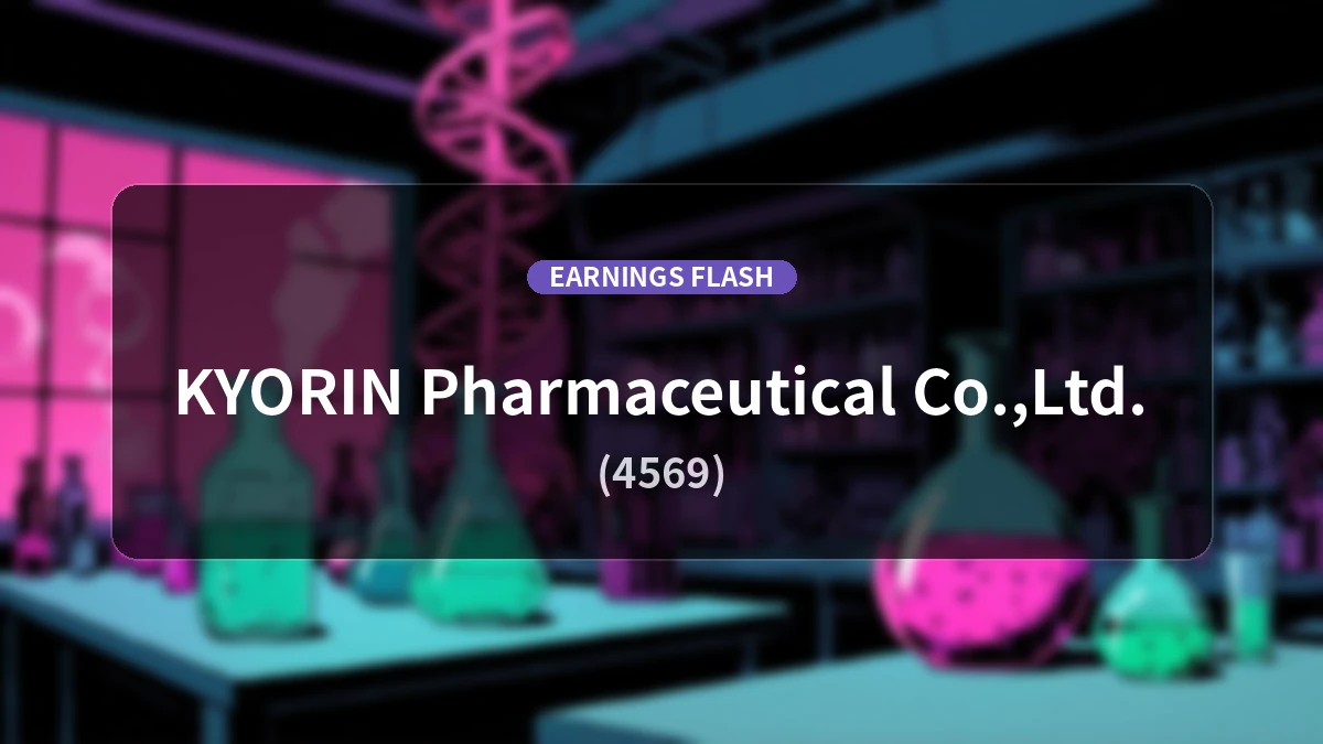 Kyorin Pharmaceutical (4569) Earnings: Operating Income Decreased 59.3% YoY to 964 Million Yen, Net Income Down 60.8%