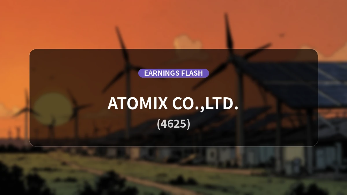 Atomix (4625) Earnings: Operating Income Surges 196.9% YoY to 270 Million Yen