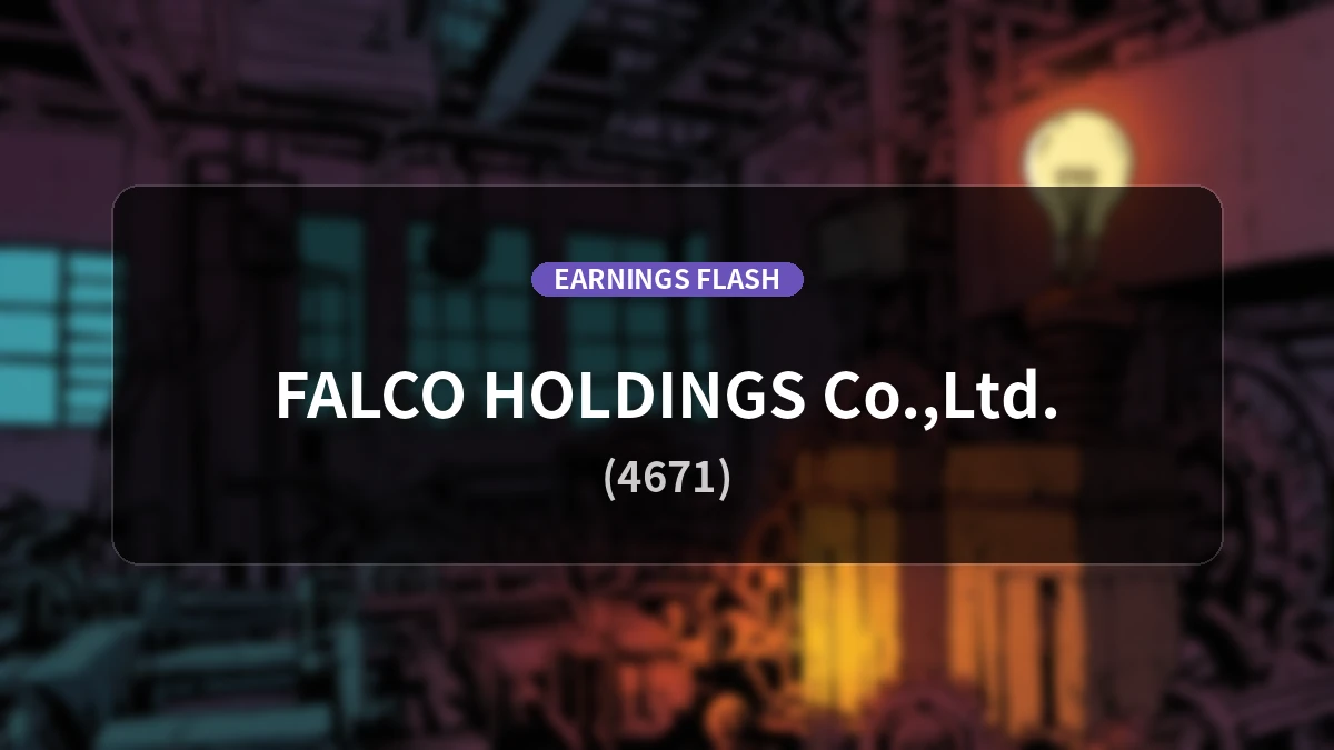 Falco Holdings(4671) Earnings: Operating Income Up 19.9% YoY to 546 Million Yen, Net Income Increases 20.2%