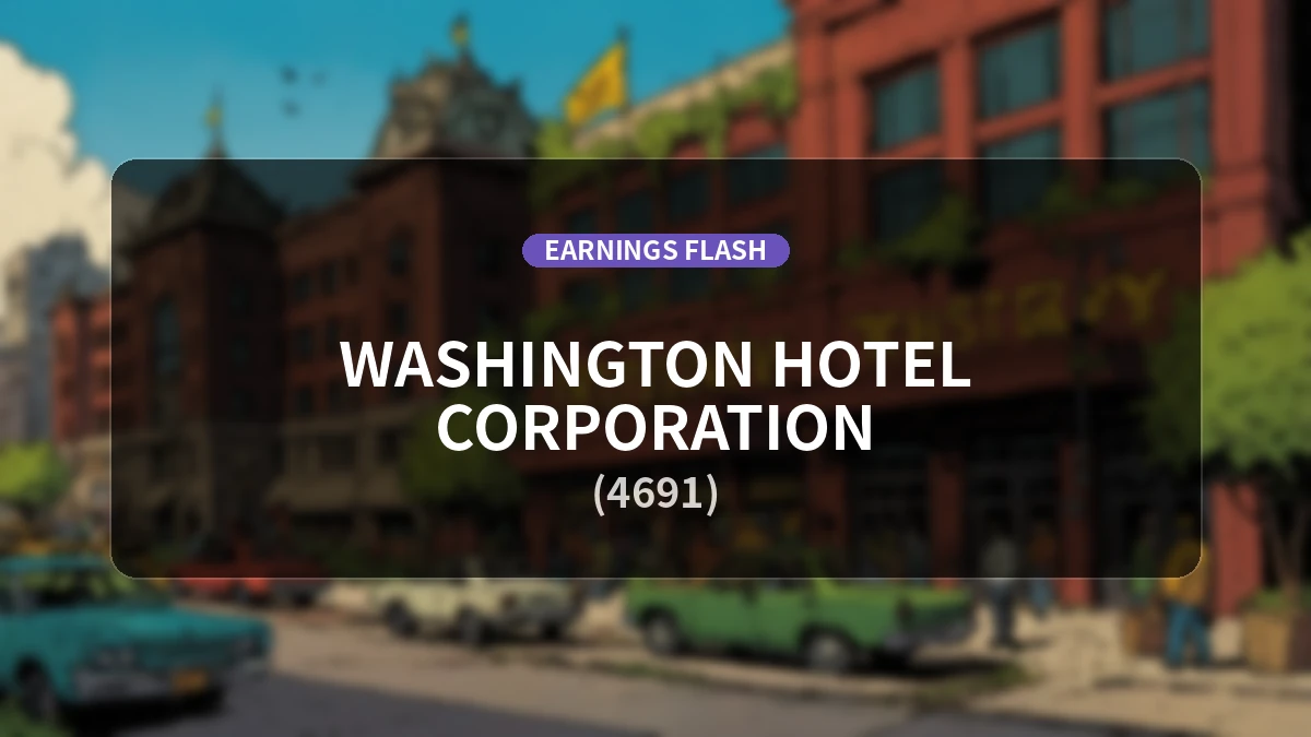 Washington Hotel (4691) Earnings: Operating Income Decreases 3.8% YoY to 1.004 Billion Yen, Net Income Down 30.9%