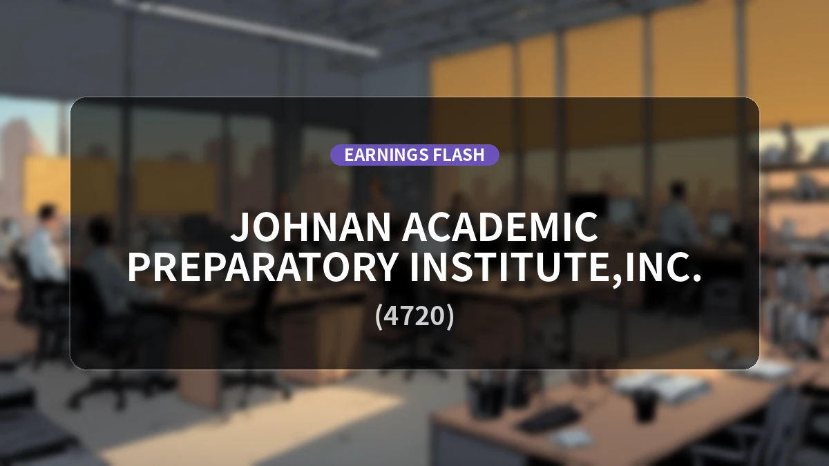 Jonan Academy Co., Ltd. (4720) Earnings: Operating Loss of 160 Million Yen on 2.9% Decrease in Revenue