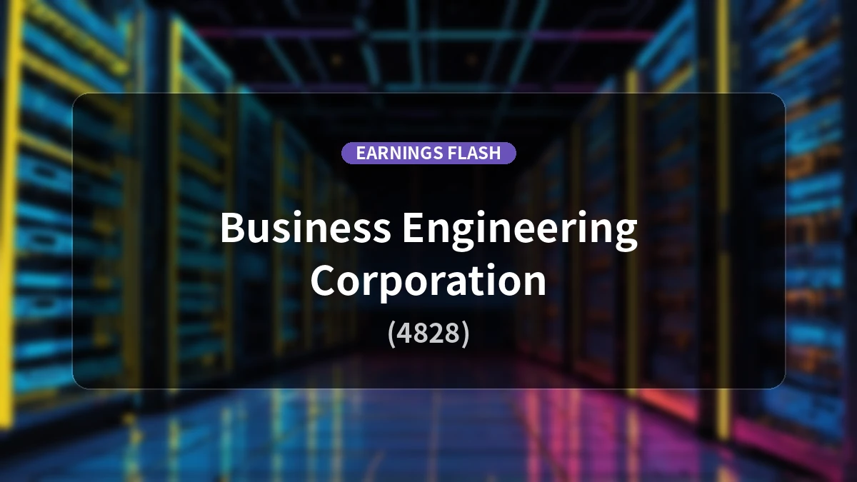 Business Engineering (4828) Earnings: Operating Profit Up 10.5% to JPY 1.91 Billion with Revenue Growth of 12.3%