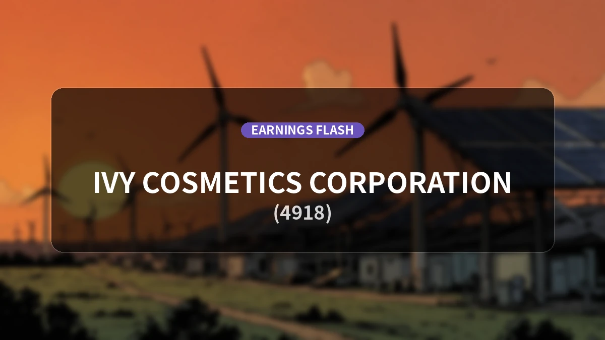 Ivy Cosmetics (4918) Latest Earnings: Net Sales Up +29.5% YoY, Operating Loss Reported at 238 Million Yen