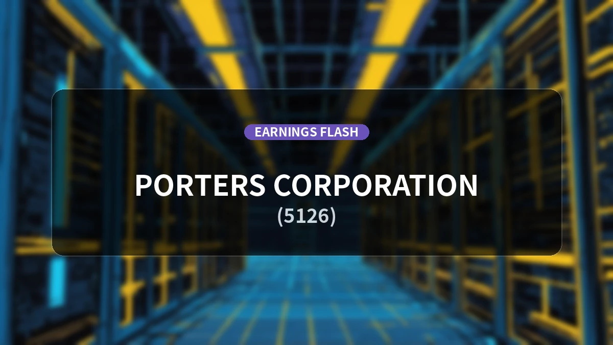 PORTERS (5126) Earnings: Operating Profit Up 4.6% YoY to 162 Million Yen, Net Profit Increases 5.7%